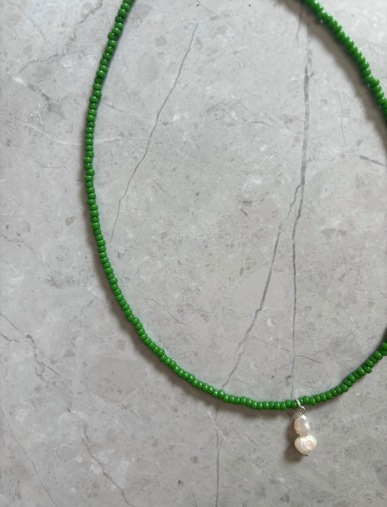 green beaded necklace