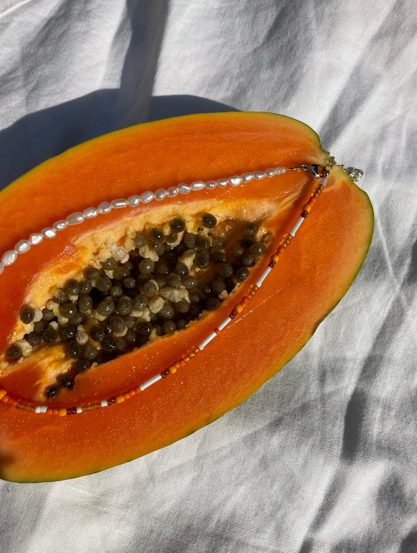 Orange Flower Child Pearl Necklace