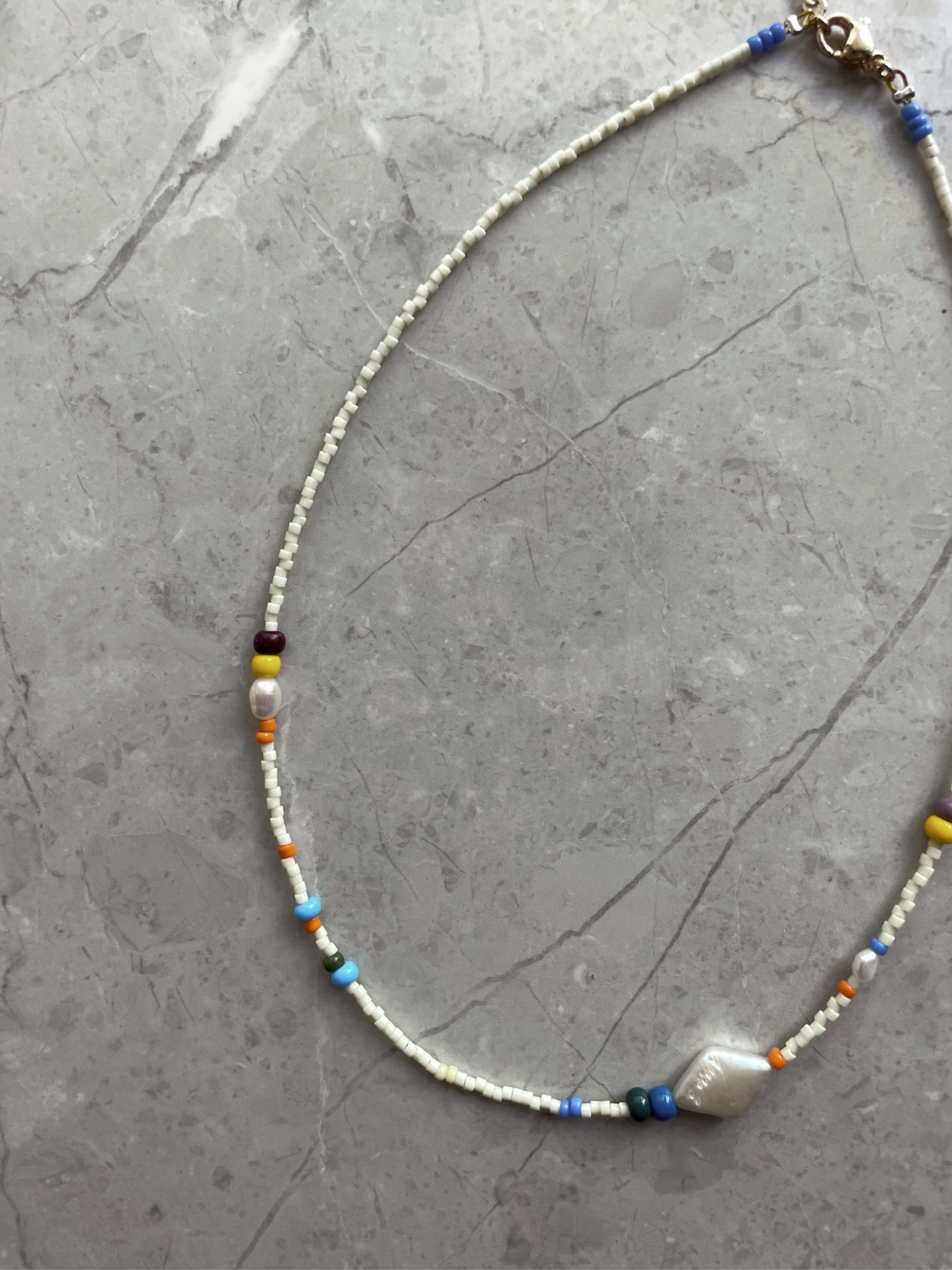 yellow beaded handmade necklace