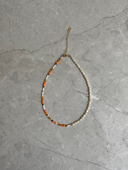 Orange Flower Child Pearl Necklace